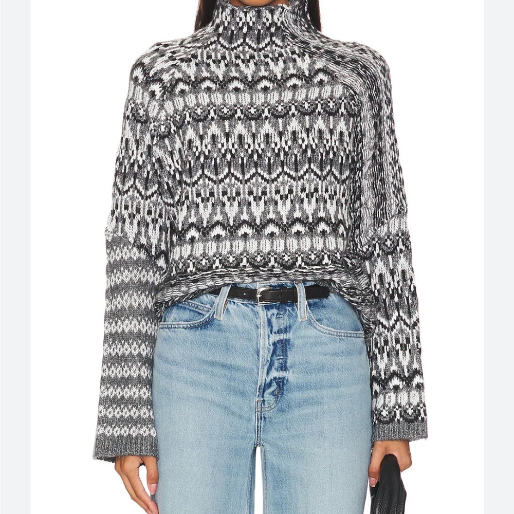 Steve Madden women's S Indie fair isle boxy sweater western boho academia - Picture 2 of 8